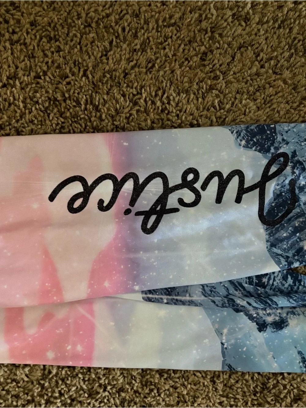 Justice Pink Ombre to Blue Mountain Print Leggings